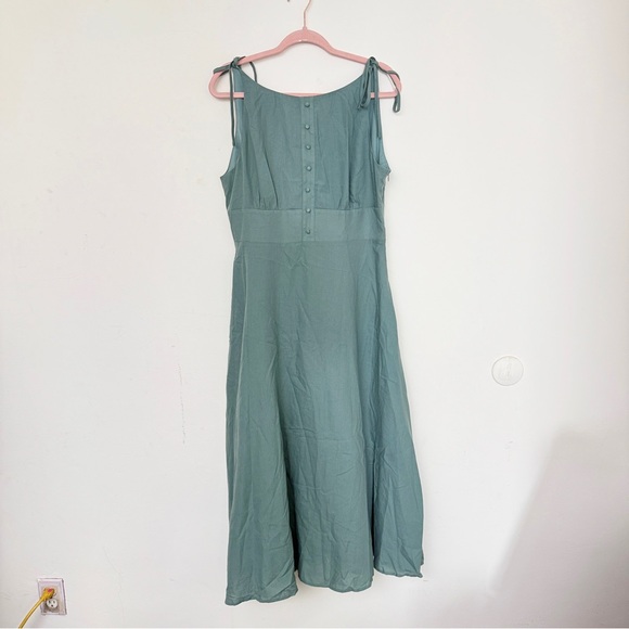 Rihoas Green Boat Neck Backless Slip Midi Dress - Picture 10 of 12